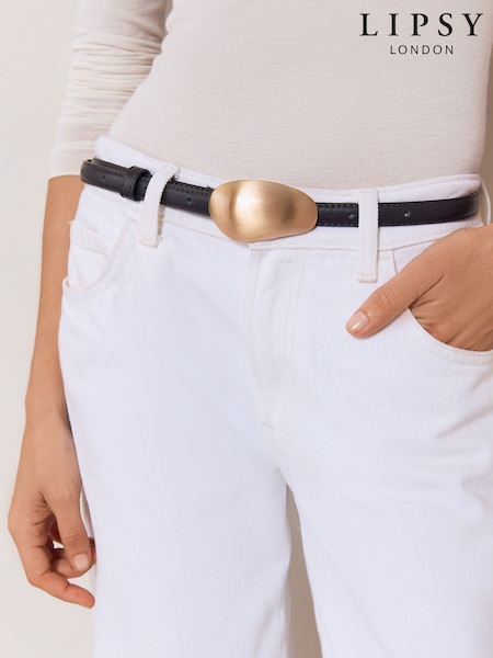 Chocolate Brown - Lipsy Skinny Oval Medallion Belt
