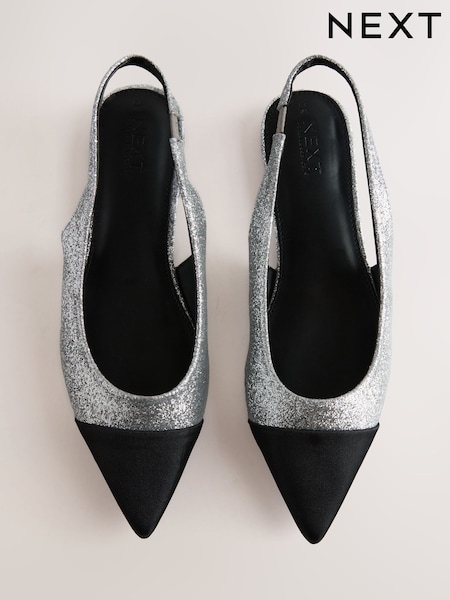 Silver - Forever Comfort® Slingback Bow Flats
