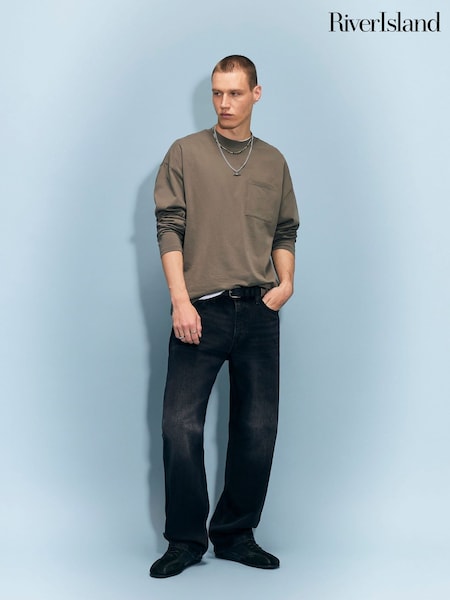 Black - Regular River Island Loose Fit Jeans