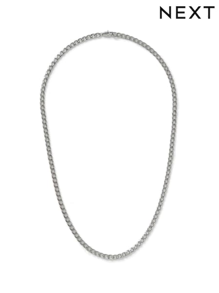 Silver - Regular Silver Stainless Steel Curb Chain Necklace