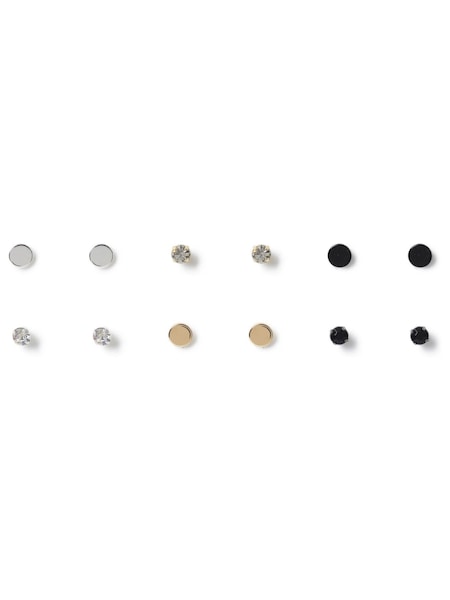 Silver Tone - Regular Dck Mens Silver Tone Mixed Metal Stud Earrings