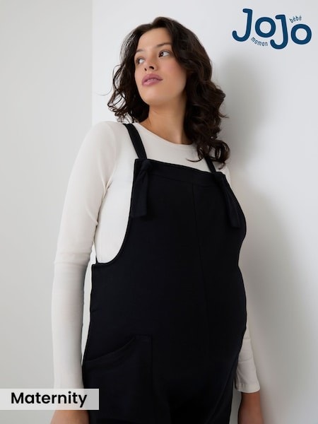 Black - Jojo Maman Bébé Maternity Jersey Side Pocket Dungaree