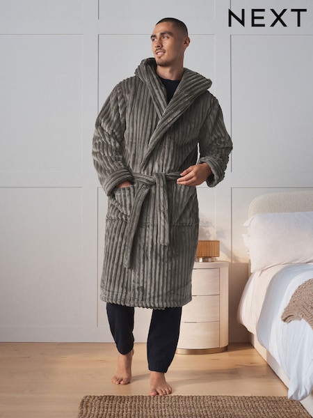 Natural - Regular Ribbed Dressing Gown