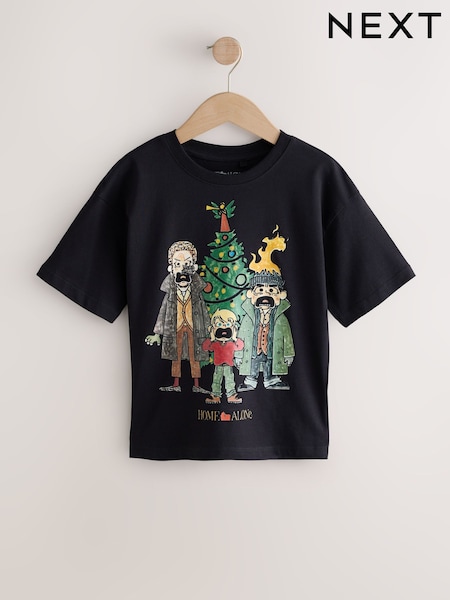 Black Home Alone - Short Sleeve Christmas T-shirt (3-16yrs)