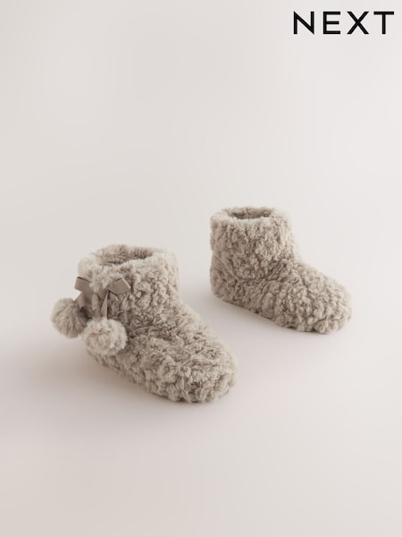 Neutral Faux Fur - Slipper Boots