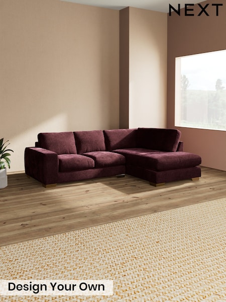 Plush Chenille/Burgundy Red - Houghton Deep Relaxed Sit