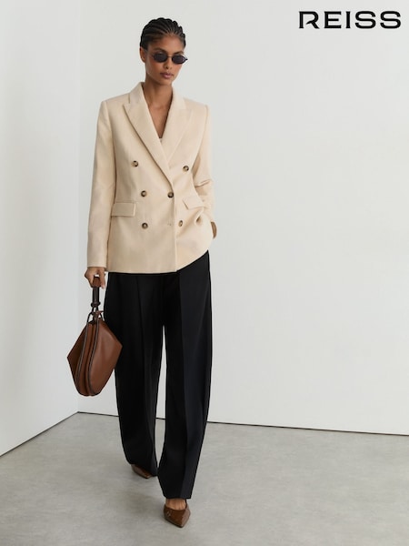 Cream - Reiss Sadie Cotton Corduroy Double-breasted Blazer