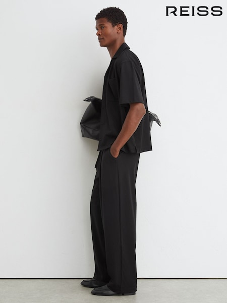 Black - Regular Reiss Walker Belted Relaxed-fit Pleated Trousers