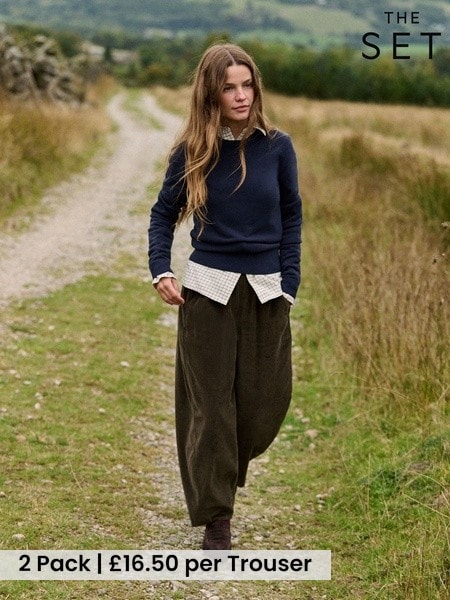 Khaki/Brown - The Set 2 Pack Corduroy Barrel Trousers
