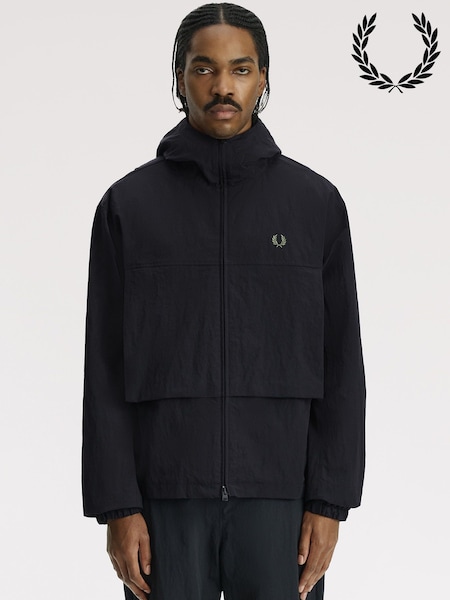 Black - Regular Fred Perry Boxy Hooded Jacket