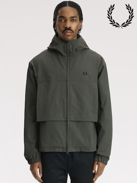 Green - Regular Fred Perry Boxy Hooded Jacket
