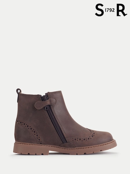 Brown - Start Rite Patent Leather Zip-up Chelsea Boots