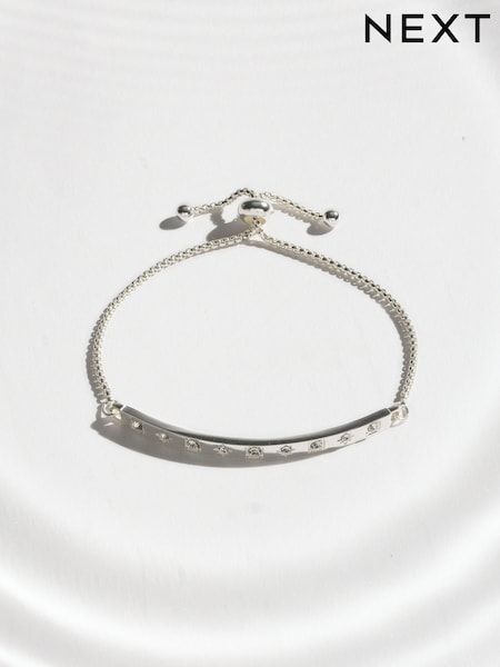 Silver Tone - Waterproof Stainless Steel Sparkle Pully Bangle