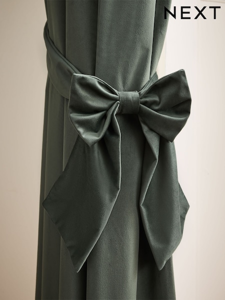Set Of 2 Bow Matte Velvet Curtain Tie Backs