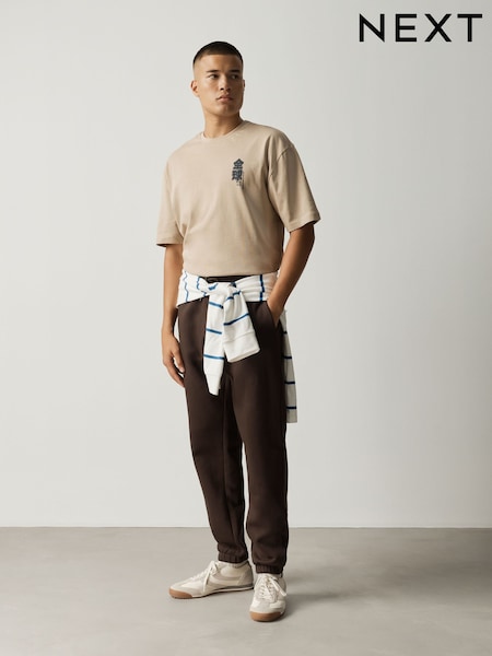 Chocolate Brown - Straight Fit Brushback Joggers