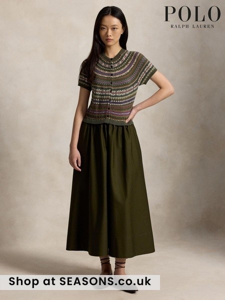 Green - Polo Ralph Lauren Fairisle Knit Short Sleeve Combo Midi Dress