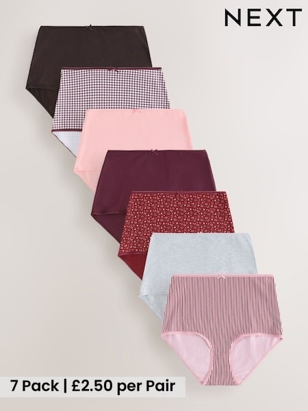 Red Check - 100% Cotton Knickers 7 Pack