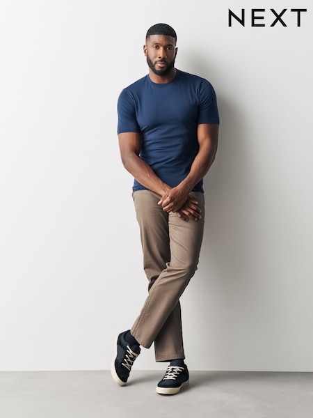 Navy - Regular Muscle Fit Essential Cotton T-shirt