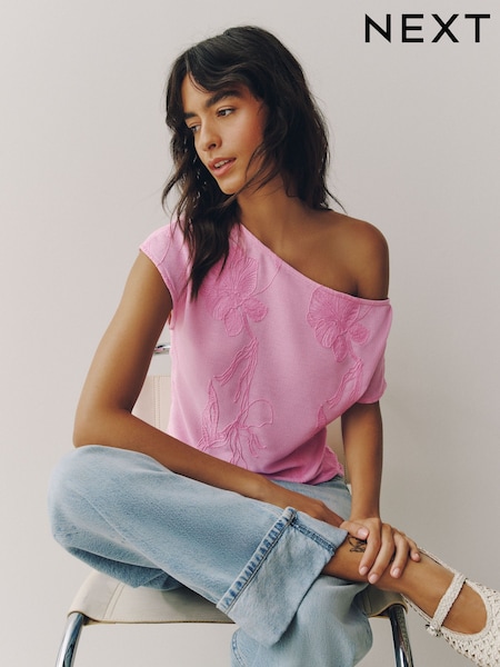 Pink - Short Sleeved Cornelli Drape Top
