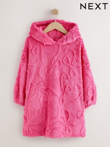 Pink Bow - Jacquard Fleece Hooded Blanket (3-16yrs)