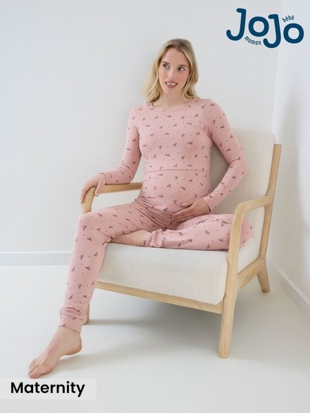 Pink Bow - Jojo Maman Bébé Long Sleeve Maternity & Nursing Pyjamas