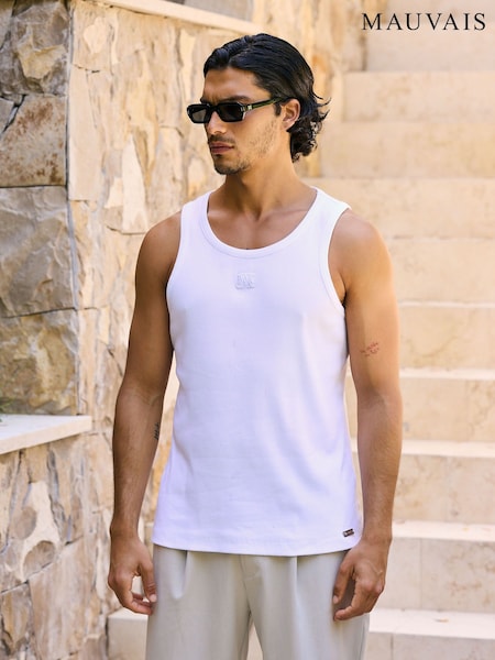 White - Regular Mauvais Monogram Embroidered Vest