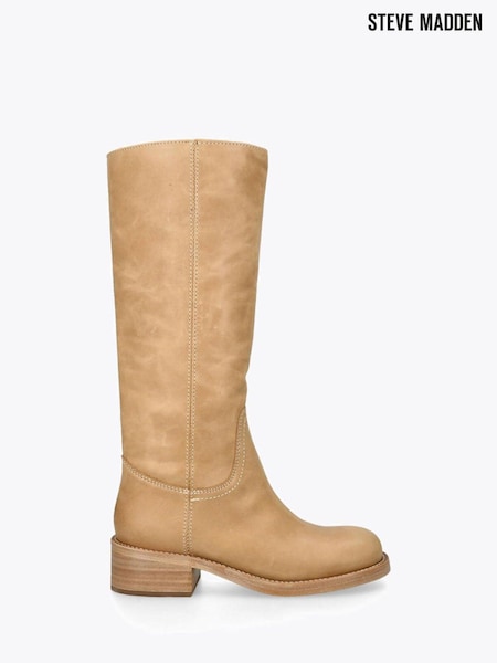 Brown - Steve Madden Riggs Leather Boots