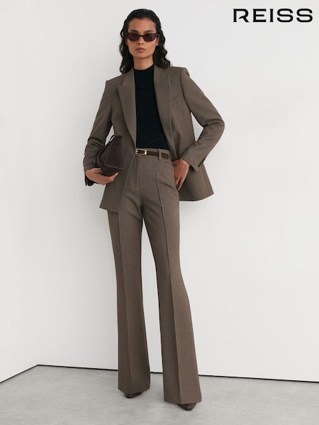 Black/Neutral - Reiss Gabi Flared Suit Trousers