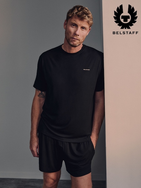 Black - Regular Belstaff Soft Touch Modal Crew Neck Pyjama Top