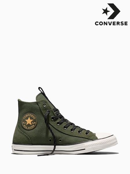 Green - Regular Converse Chuck Taylor Suede Overlay High Trainers