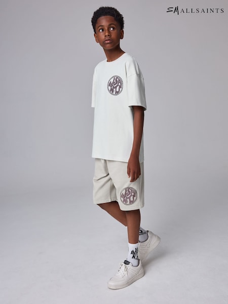 Neutral - Smallsaints Distortion Oversized T-shirt And Sweat Shorts Set