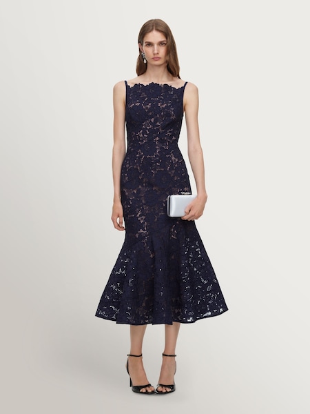 Blue - Self-portrait Spiral Lace Midi Dress