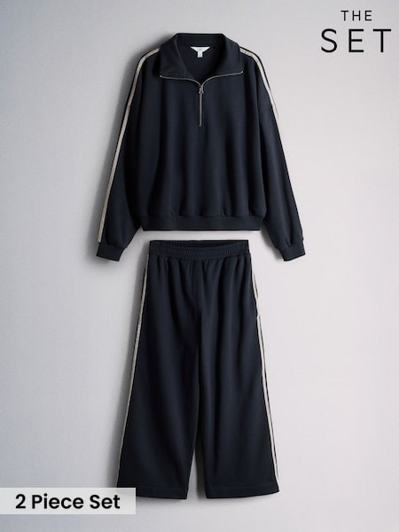 Navy - The Set Funnel Neck Sweat With Straight Leg Joggers Co-ord Set