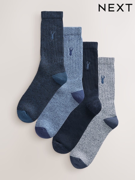 Blue - Regular Twisted Heavyweight Socks 4 Pack