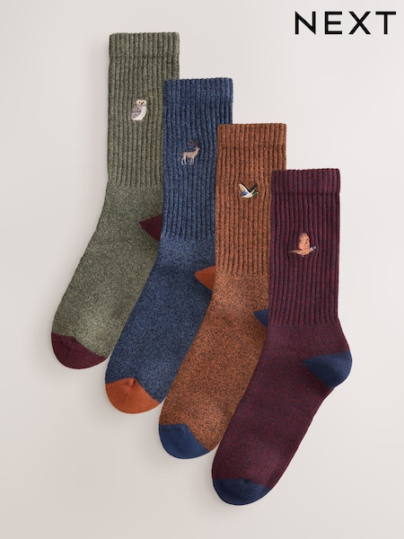 Blue/Green/Orange Rich - Regular Twisted Heavyweight Socks 4 Pack