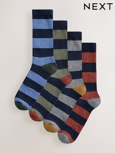 Red/Blue/Green Stripe - Regular Twisted Heavyweight Socks 4 Pack