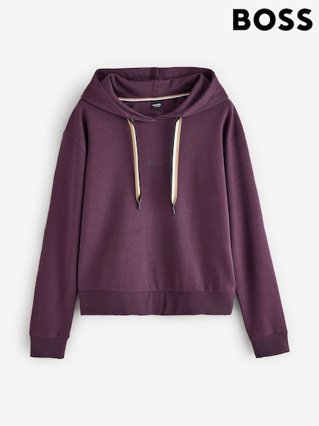 Purple - Boss Relaxed-fit Logo Hooded Sweat Top