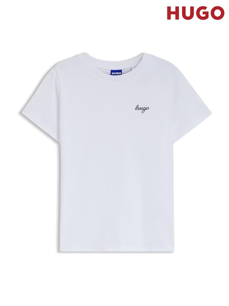 White - Hugo Script Small Logo T-shirt