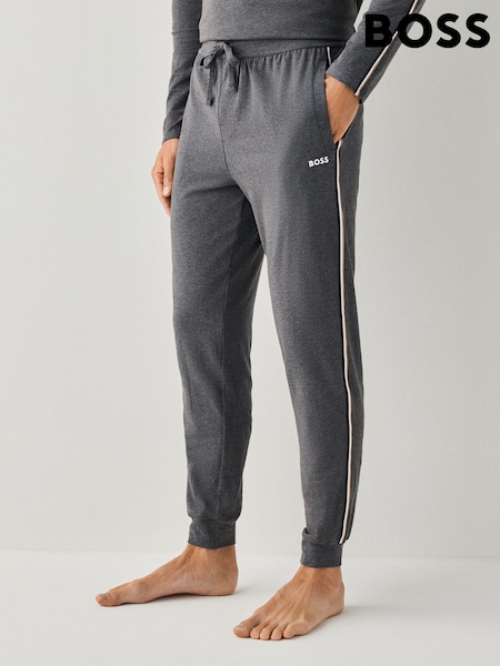 Grey - Regular Boss Unique Stripe Detail Logo Joggers