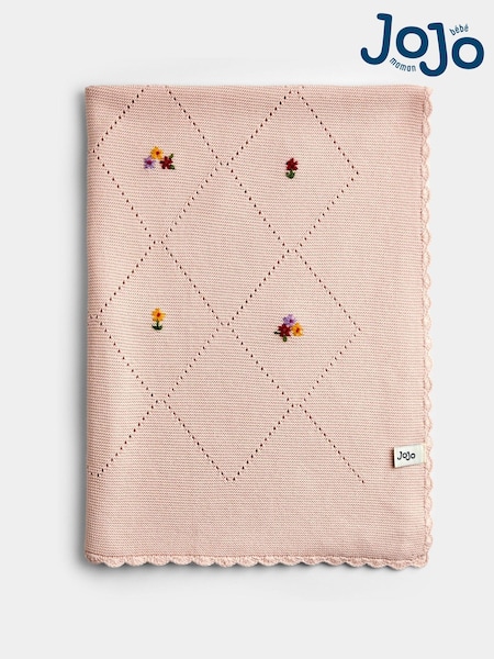 Jojo Maman Bébé Embroidered Baby Knitted Shawl Blanket