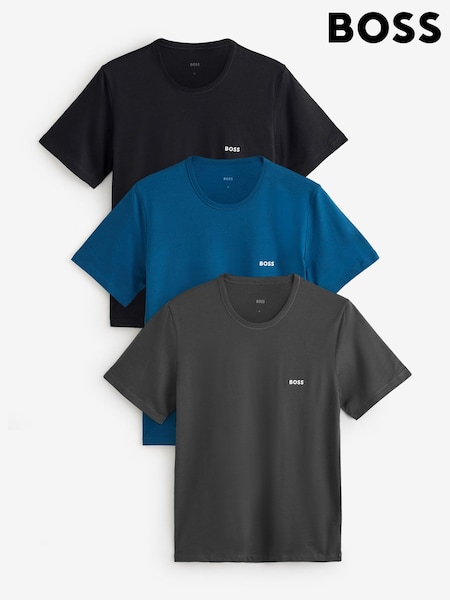 Blue - Regular Boss Crew Neck Short Sleeve Classic T-shirts 3 Pack
