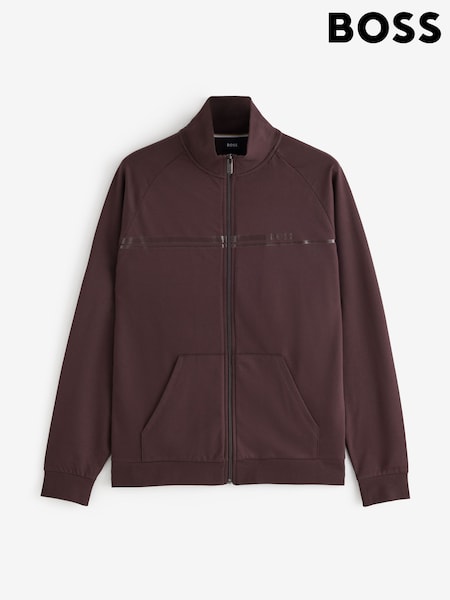 Brown - Regular Boss Authentic Regular-fit Logo Zip Through Sweat Top