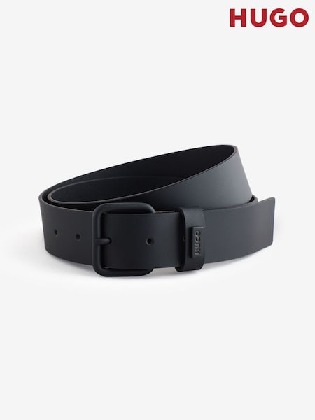 Black - Regular Hugo Brayden Logo Detail Belt