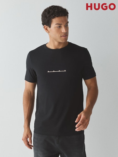 Black - Regular Hugo Datri Metallic Logo T-shirt