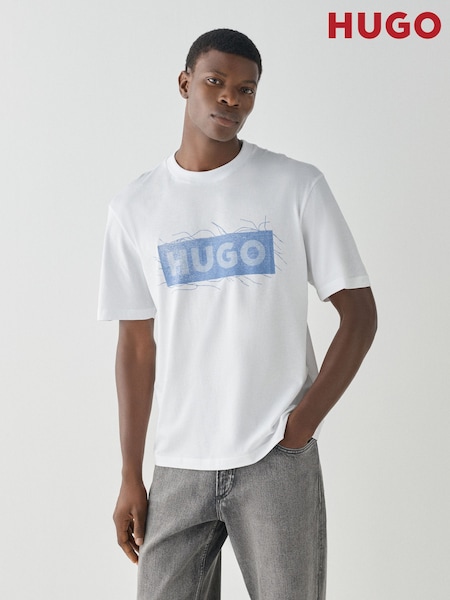 White - Regular Hugo Regular Fit Naxter Graphic Logo T-shirt