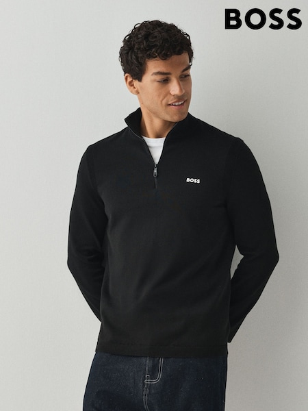 Black - Regular Boss Regular Fit Ever Quarter Zip Jumper
