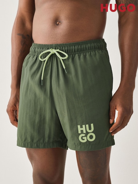 Green - Regular Hugo Paolo Logo Swim Shorts