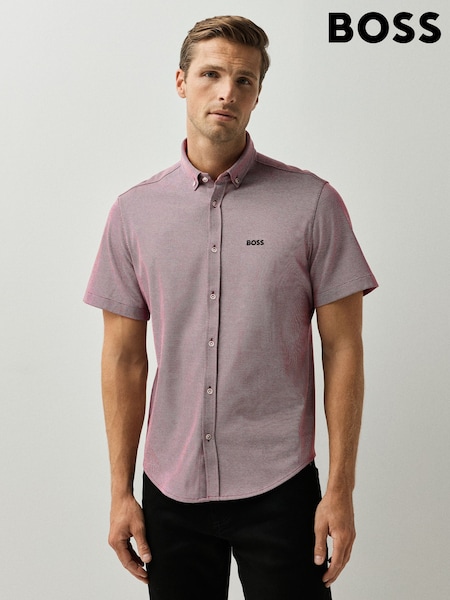 Dusty Pink - Regular Boss Motion Cotton Regular Fit Short Sleeve Shirt