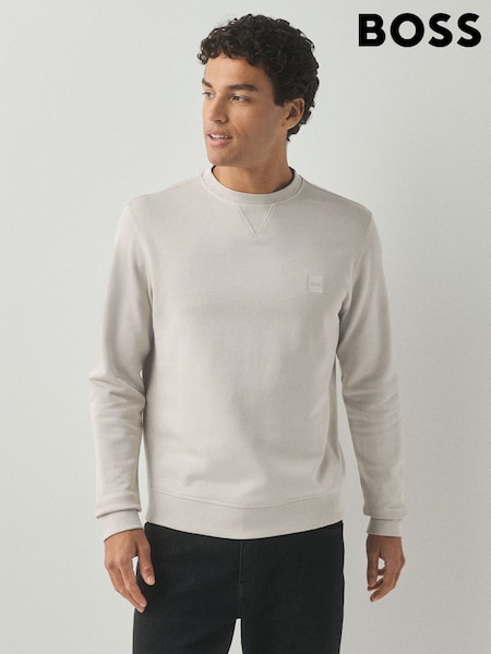 Natural - Regular Boss Westart Crew Neck Logo Sweatshirt