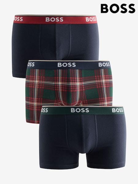Red - Regular Boss Power Logo Trunk Boxers 3 Pack